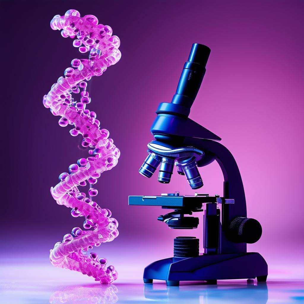 DNA strand and a microscope